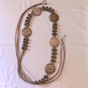 Beaded Belt with Leather Fringe